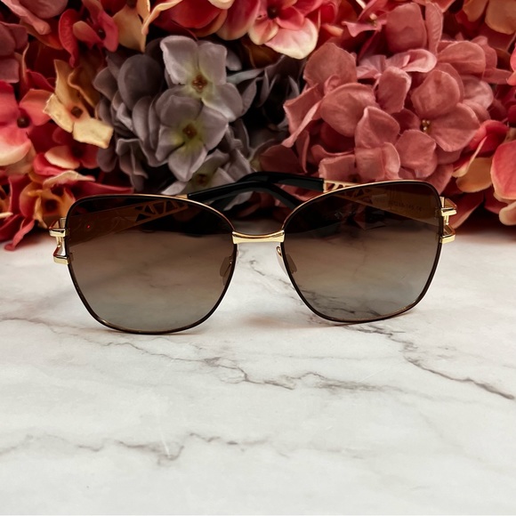 KINGSEVEN Oversized Retro Brown Gradient Crystal Gold Polarized Sunglasses - Picture 7 of 16